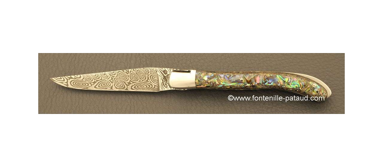 Laguiole Knife XS Damascus Range Mother of pearl