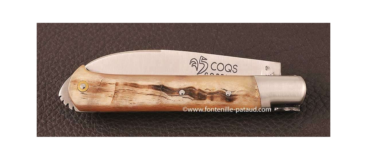 Le 5 Coqs knife Ram horn hand made in France