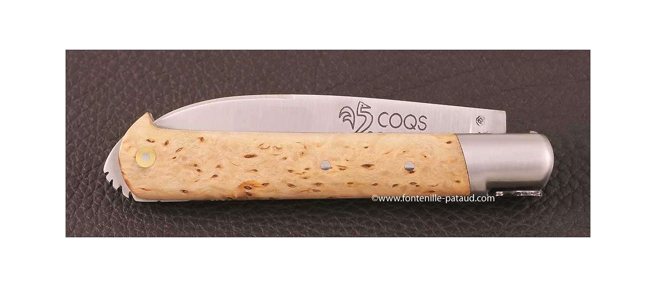 Le 5 Coqs knife Curly birch hand made in France