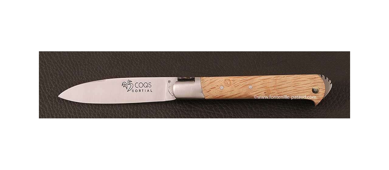 Le 5 Coqs knife green oak hand made in France