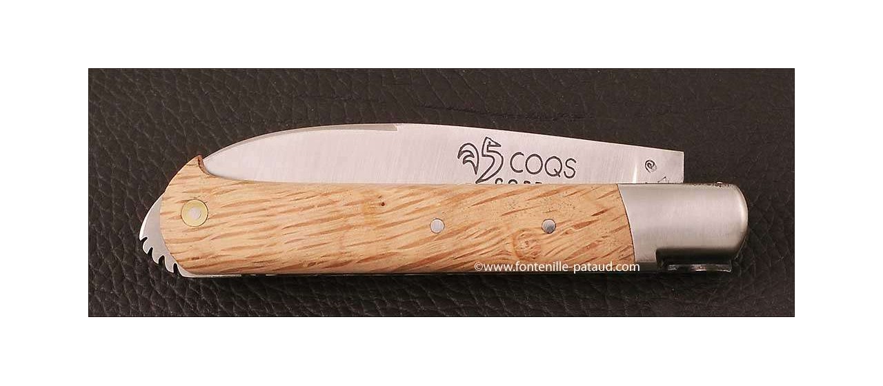 Le 5 Coqs knife green oak hand made in France