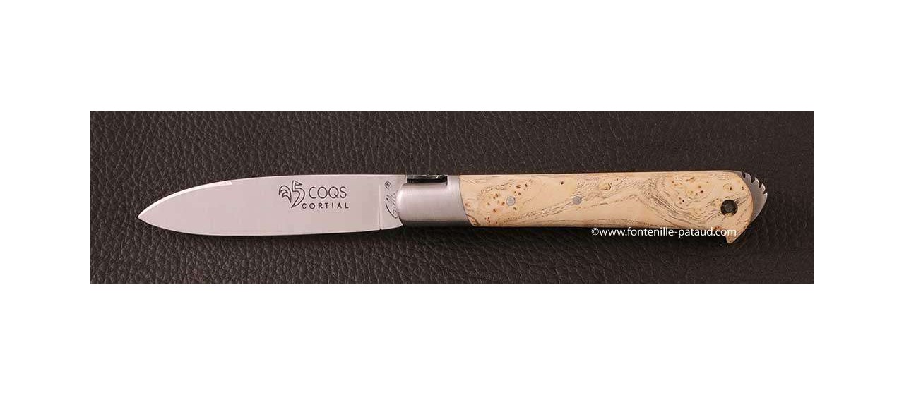 Le 5 Coqs knife Ash burl hand made in France