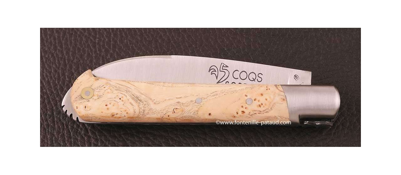 Le 5 Coqs knife Ash burl hand made in France