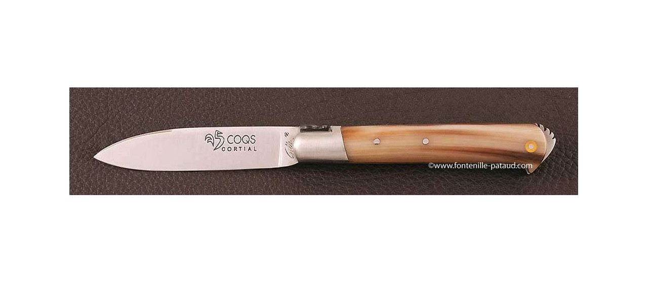 Couteau le 5 Coqs pointe de corne fabriqué en France