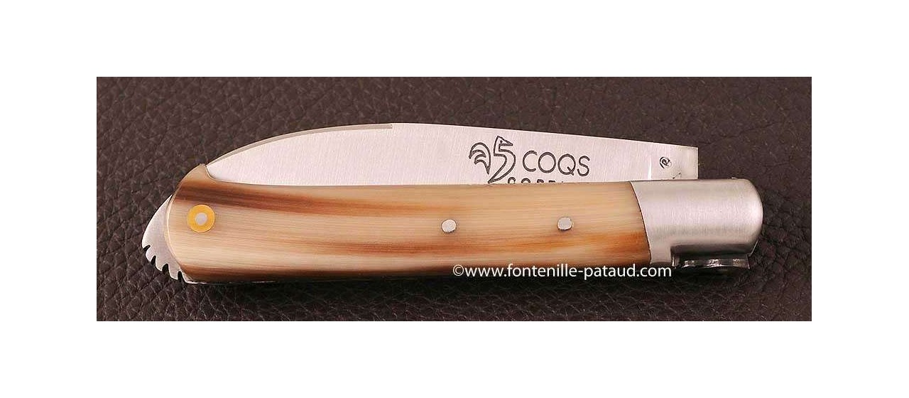 Couteau le 5 Coqs pointe de corne fabriqué en France