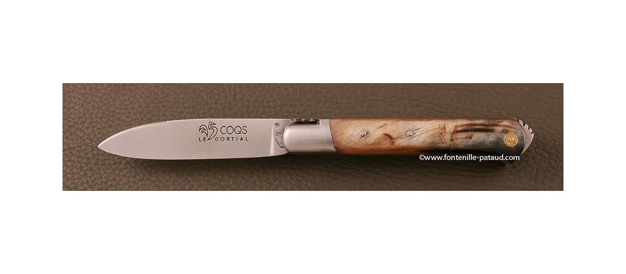 Le 5 Coqs knife dark ram horn hand made in France