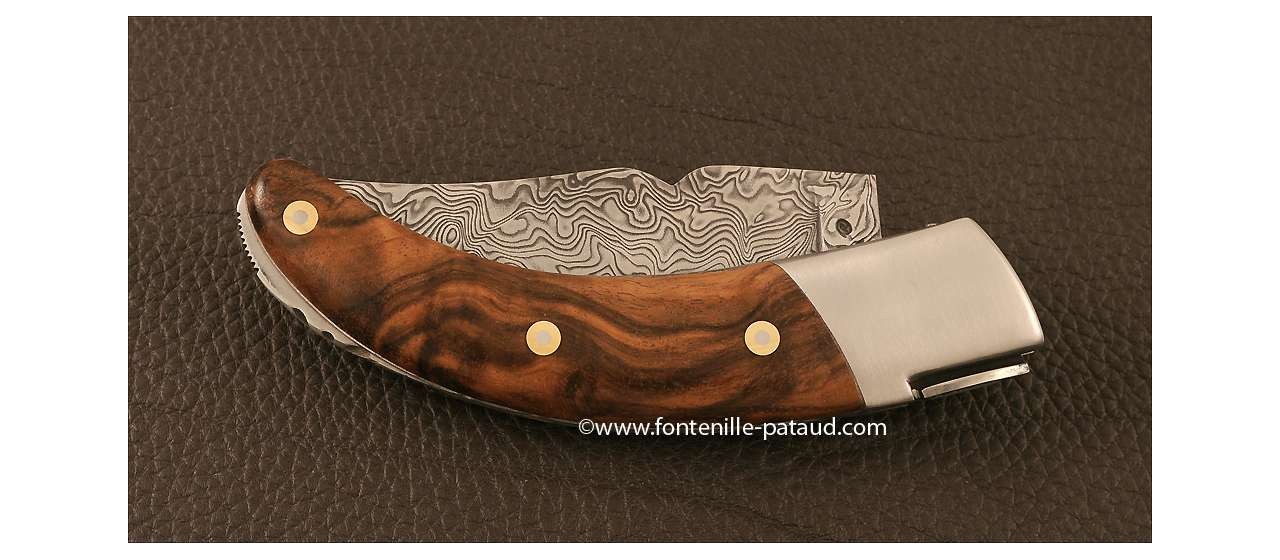 Corsican Rondinara knife Guilloché damascus range walnut