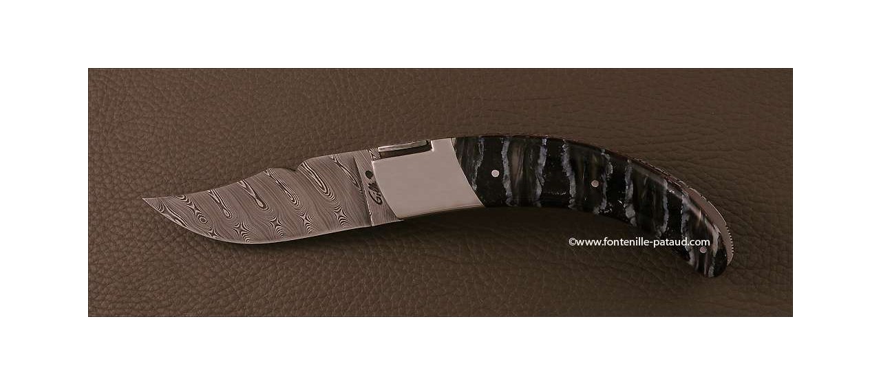 Corsican Rondinara knife with damascus blade molar tooth of mammoth