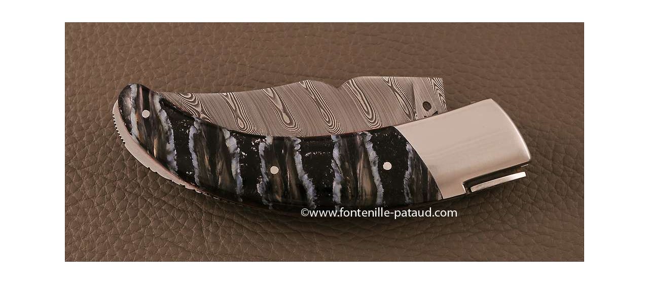 Corsican Rondinara knife with damascus blade molar tooth of mammoth