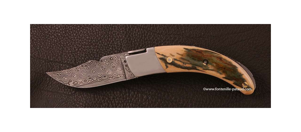 Corsican Rondinara knife damascus range blue mammoth