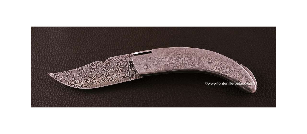 Corsican Rondinara knife Guilloché full damascus