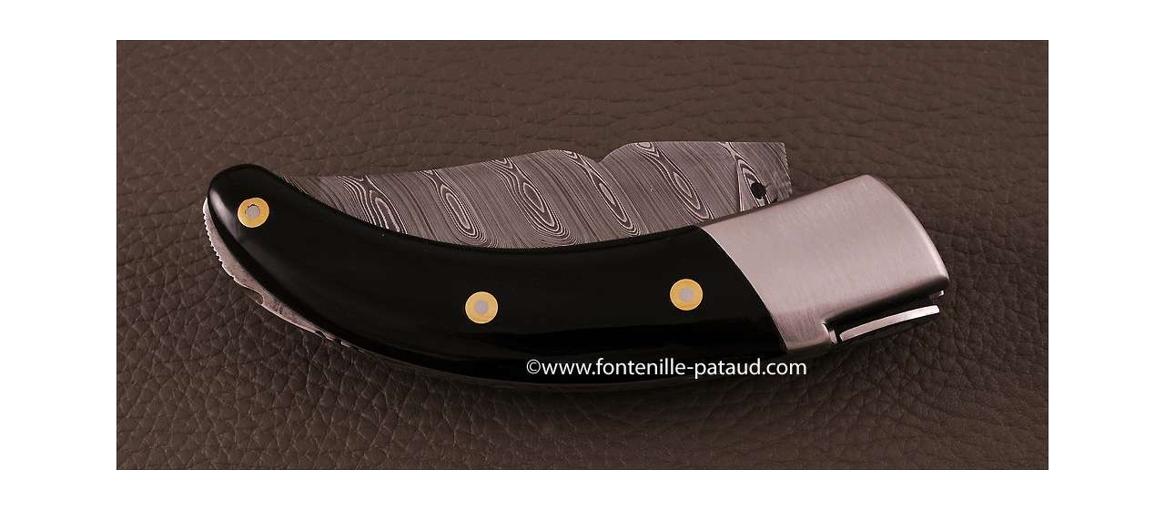 Corsican Rondinara knife damascus range buffalo horn tip