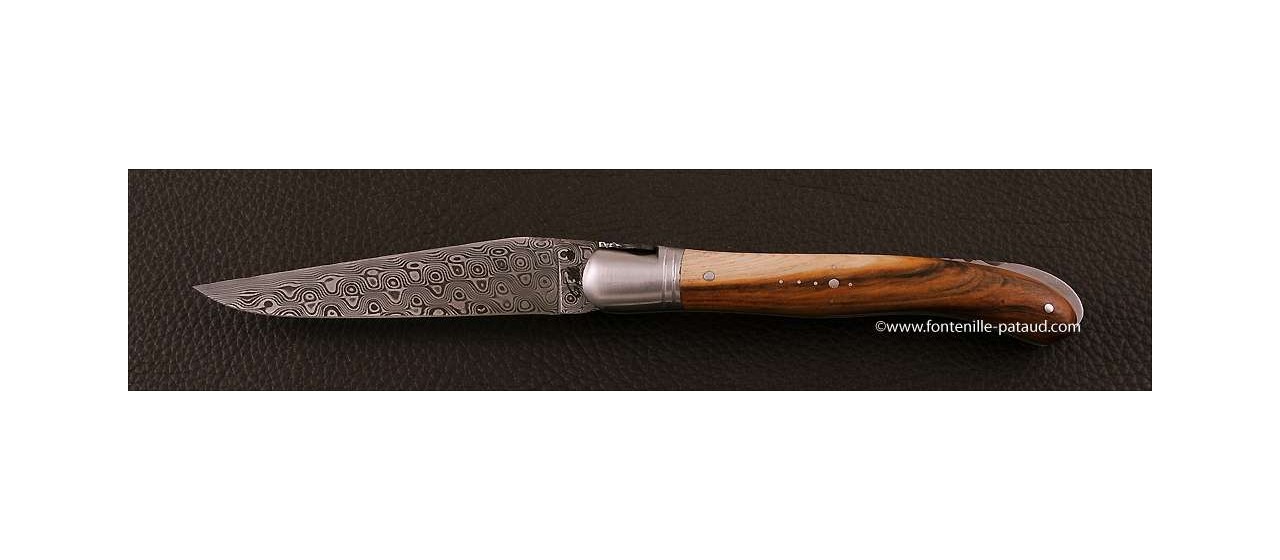 Pistaccio wood and damascus laguiole knife