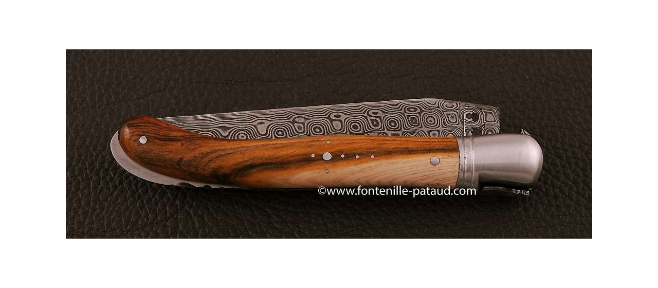 Pistaccio wood and damascus laguiole knife