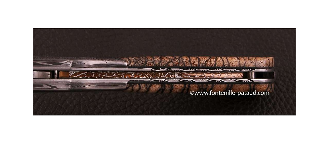 Corsican Sperone knife Collection Range Tiger Coral fossilized Delicate file work