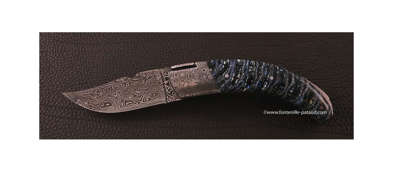 Corsican Rondinara knife damascus range molar tooth of mammoth delicate filework