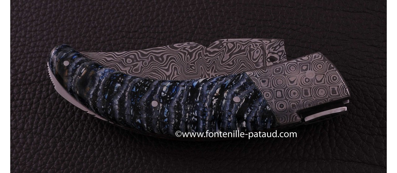 Corsican Rondinara knife damascus range molar tooth of mammoth delicate filework