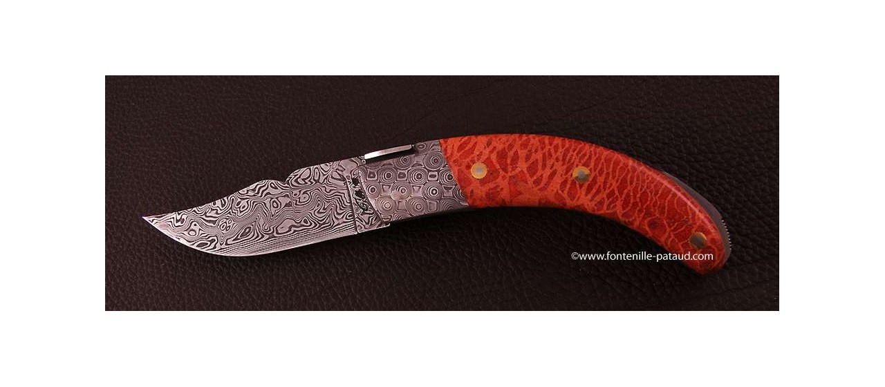 Corsican Rondinara knife damascus range red coral delicate filework