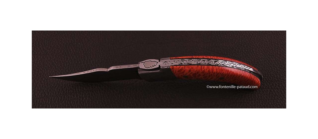 Corsican Rondinara knife damascus range red coral delicate filework