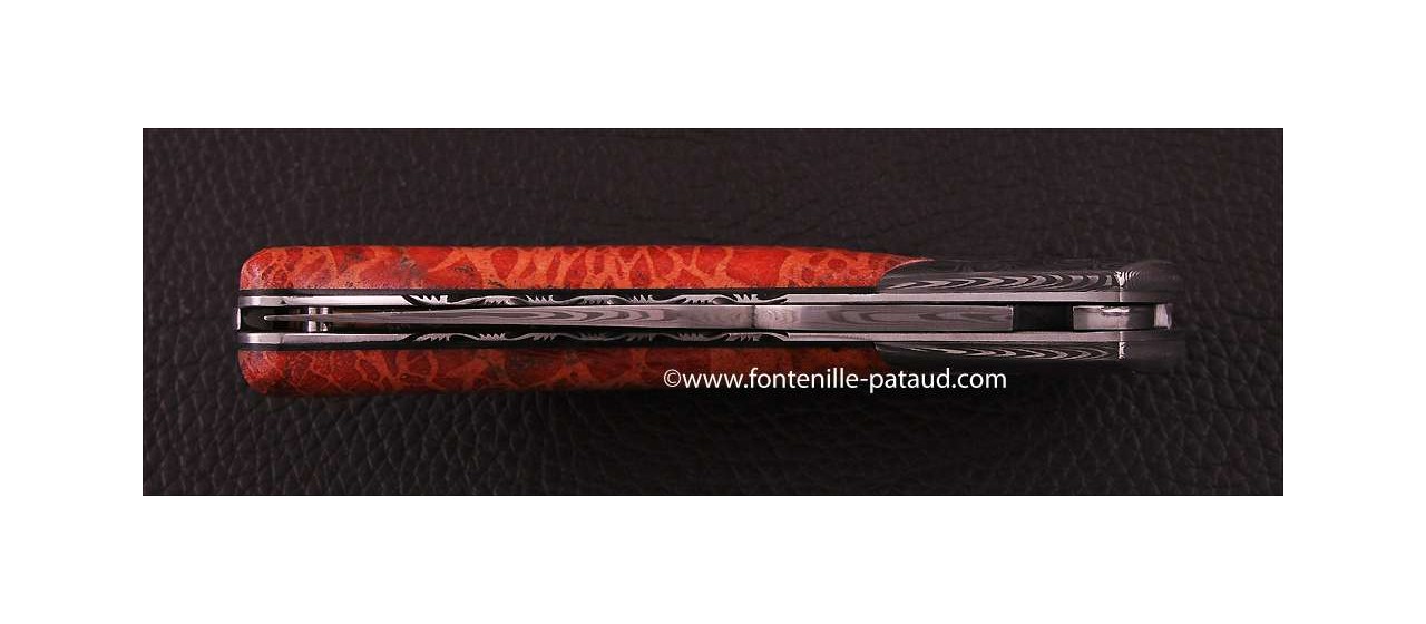 Corsican Rondinara knife damascus range red coral delicate filework