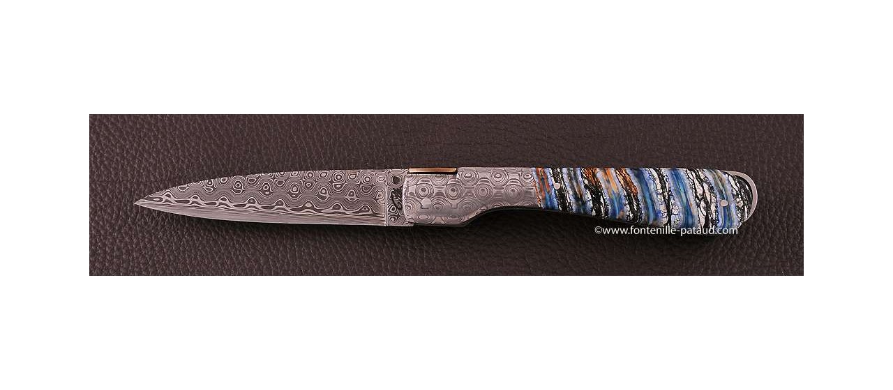 Couteau Sperone Corse Molaire de mammouth avec guillochage fin