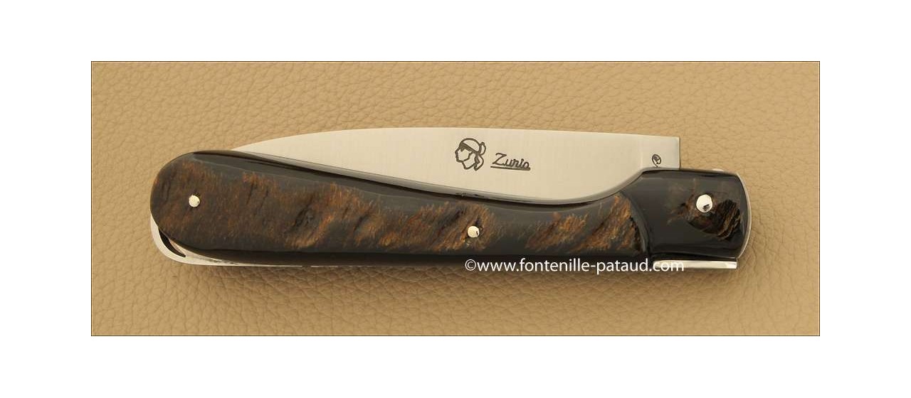 Corsican Sperone knife Guilloche Range Buffalo bark