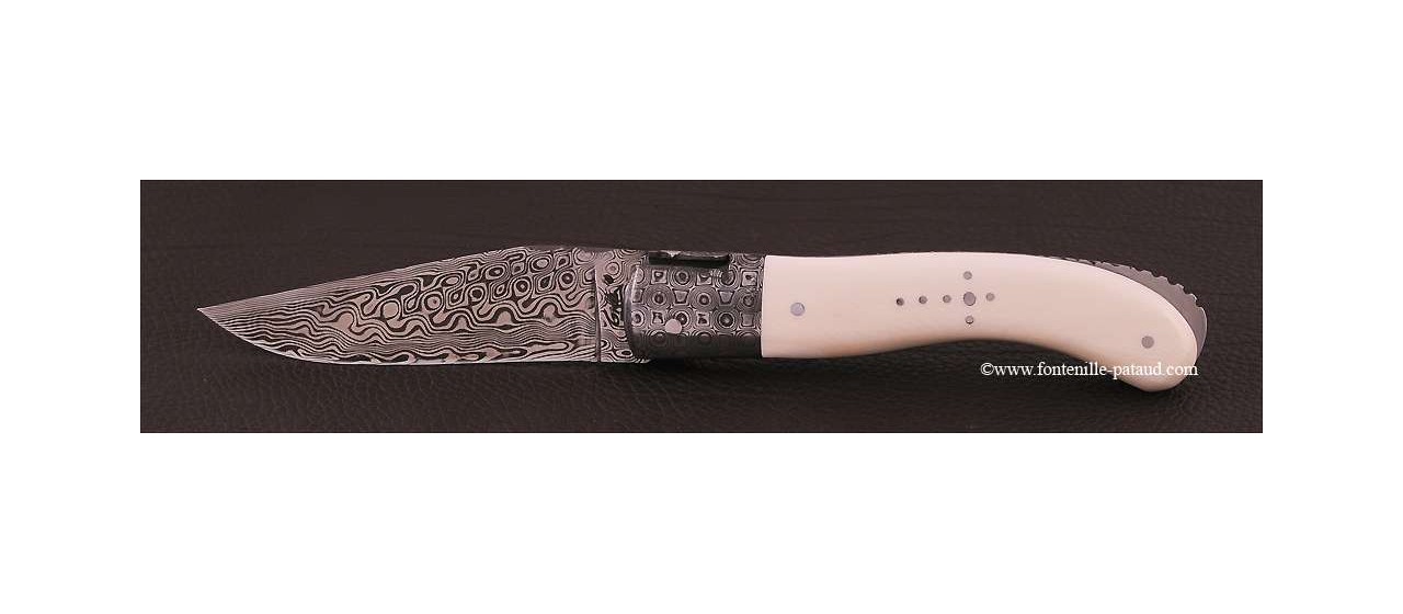 Laguiole Knife Sport Damascus Range ivory Delicate file work Gold