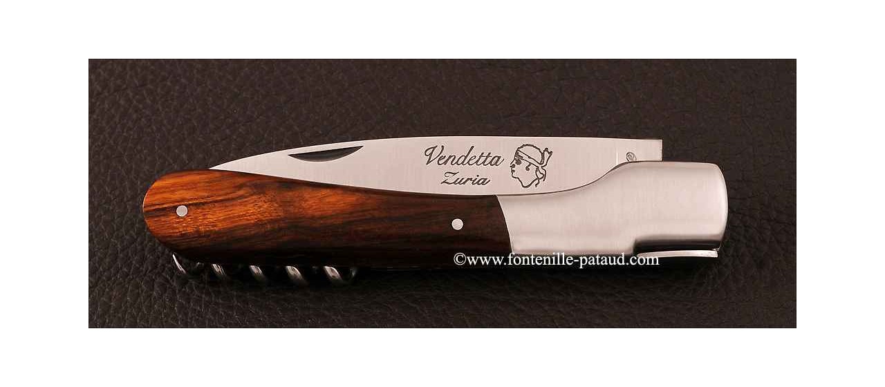Couteau Vendetta Corse Traditionnelle avec tire-bouchon Bois de fer