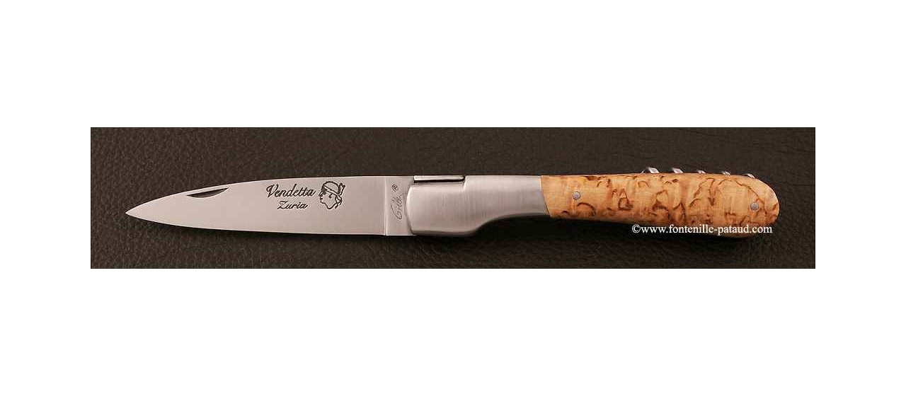 Corsican Vendetta knife Traditional with corkscrew Curly birch