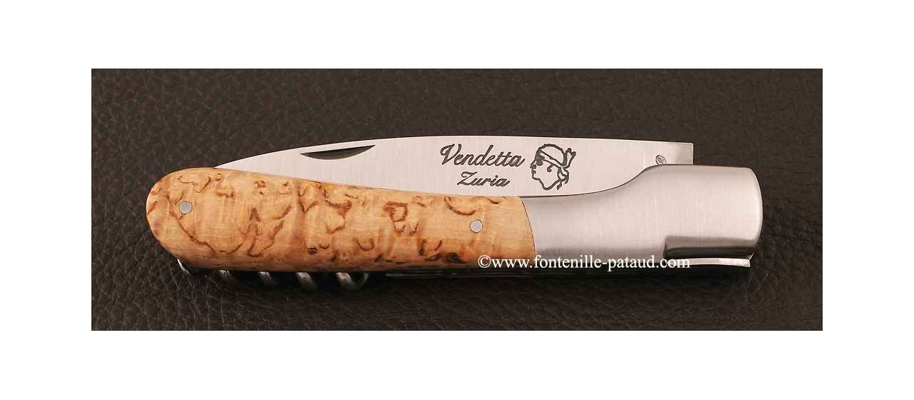 Corsican Vendetta knife Traditional with corkscrew Curly birch