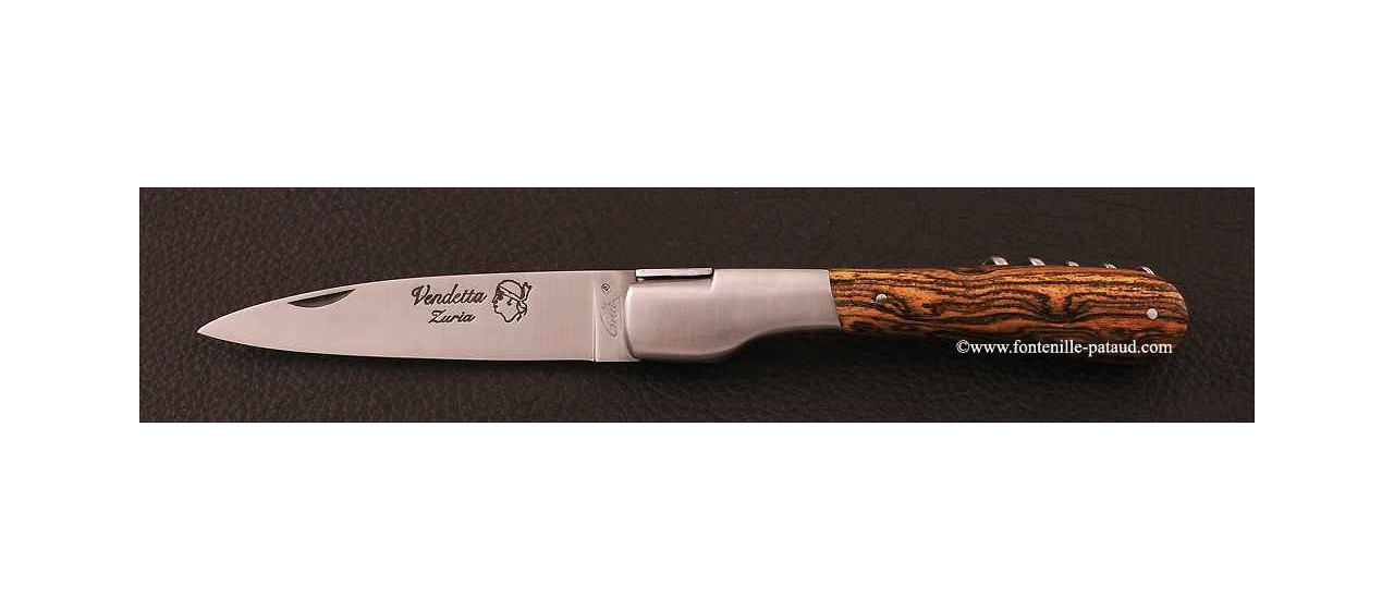 Couteau Vendetta Corse Traditionnelle avec tire-bouchon Bocote