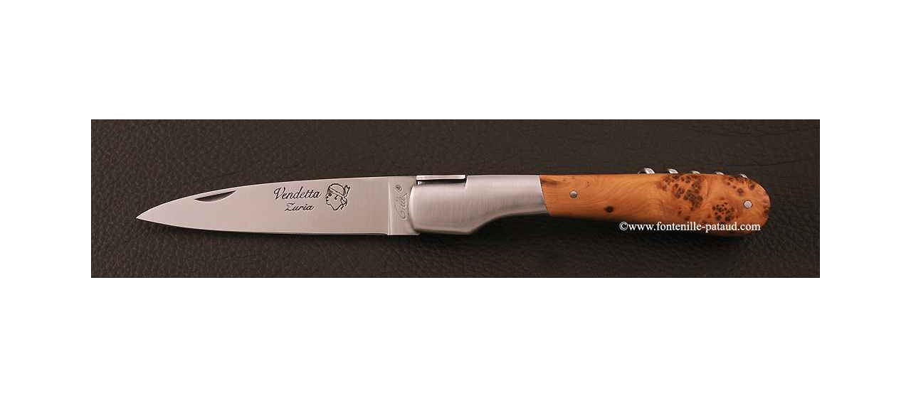 Couteau Vendetta Corse Traditionnelle avec tire-bouchon Genévrier