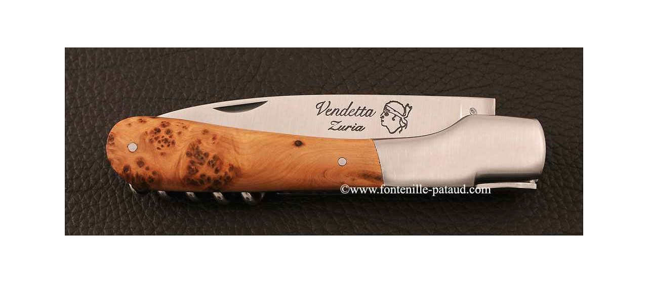 Couteau Vendetta Corse Traditionnelle avec tire-bouchon Genévrier