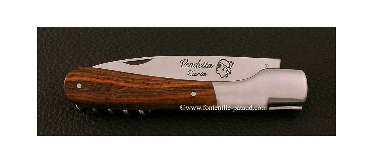 Couteau Vendetta Corse Traditionnelle avec tire-bouchon Pistachier
