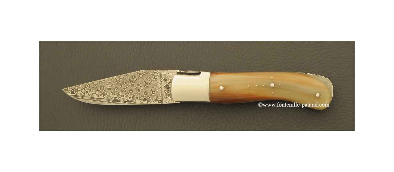 Laguiole Knife Gentleman Damascus Range Real horn tip