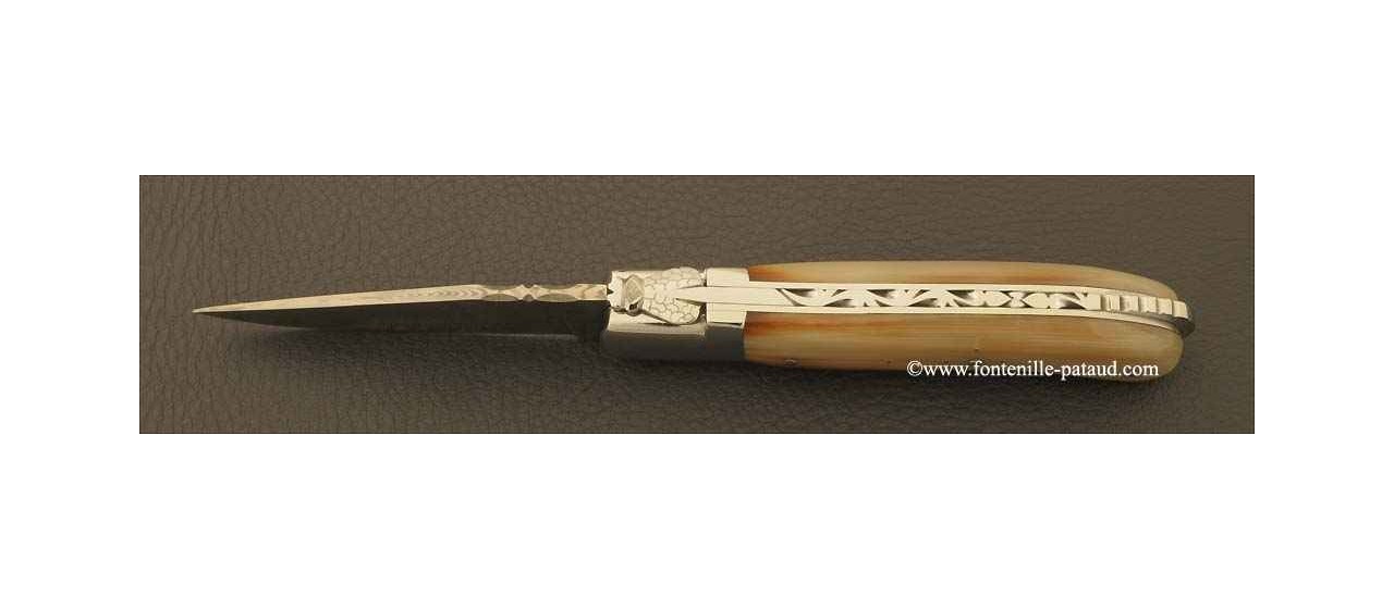 Couteau Laguiole Gentleman Damas Pointe de corne