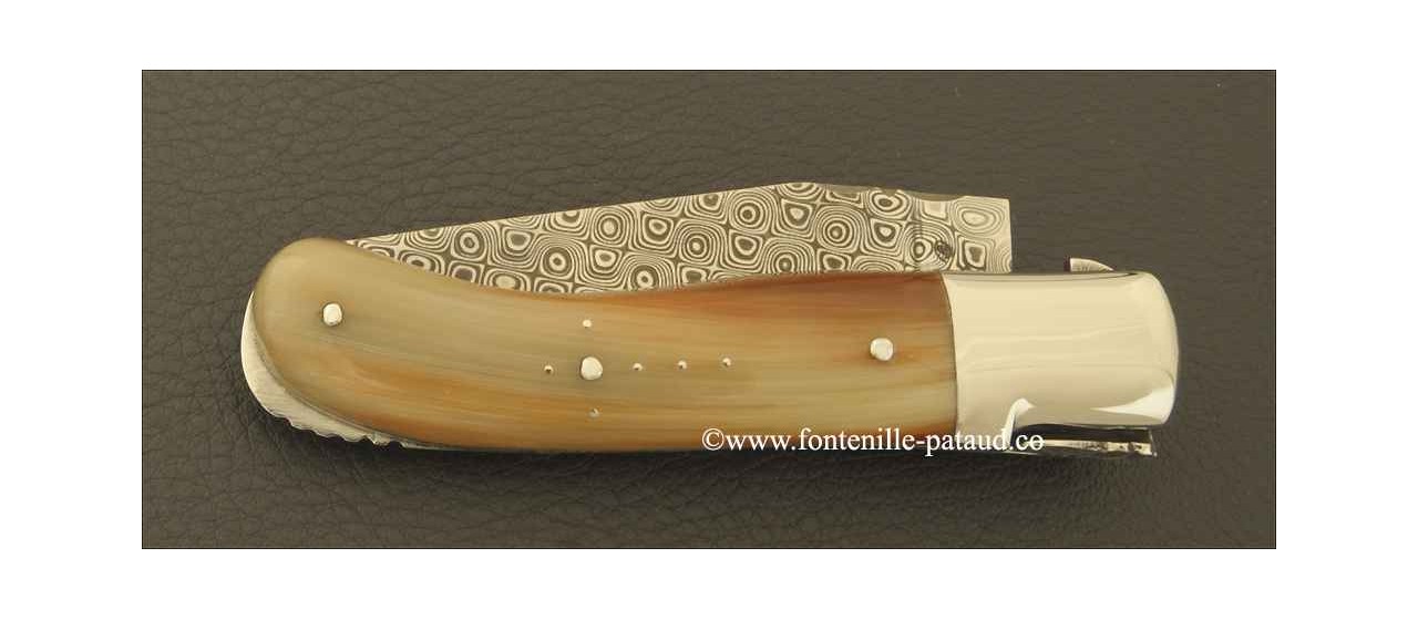 Couteau Laguiole Gentleman Damas Pointe de corne