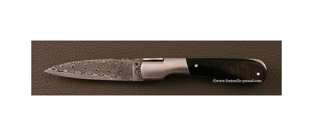 Corsican Pialincu knife Damascus range Buffalo horn bark