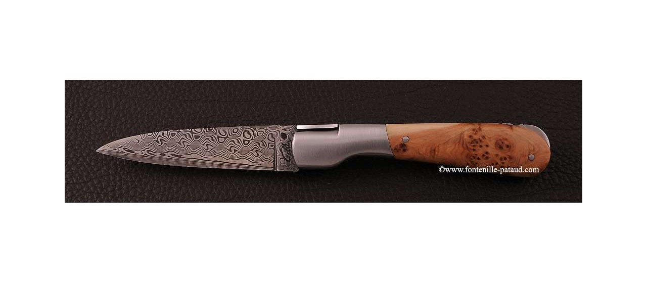 Corsican Pialincu knife Damascus range Juniper