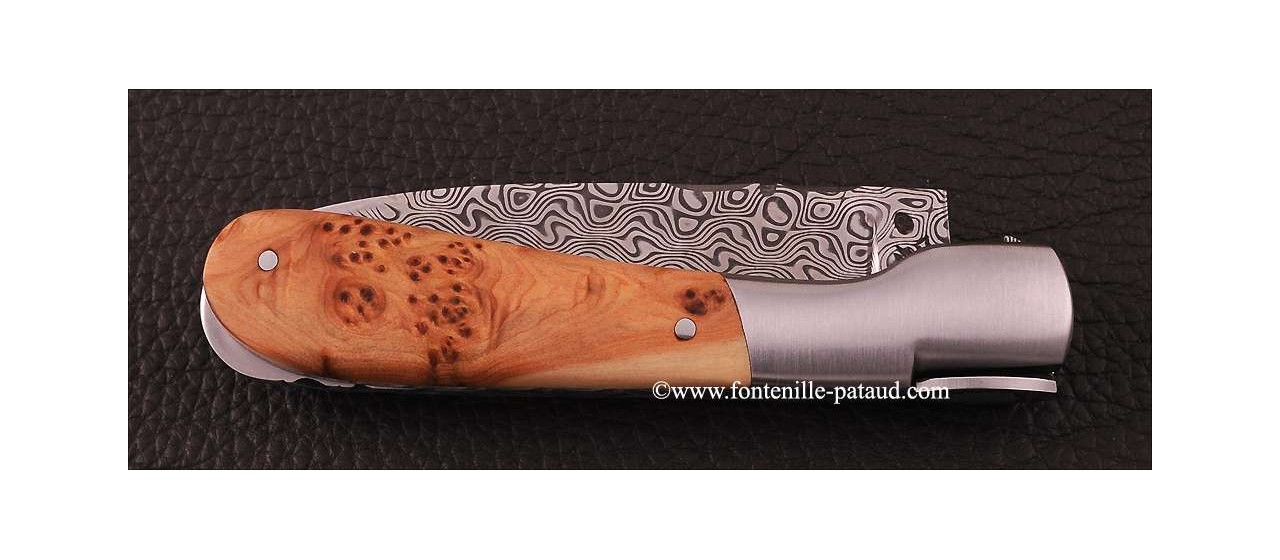 Corsican Pialincu knife Damascus range Juniper