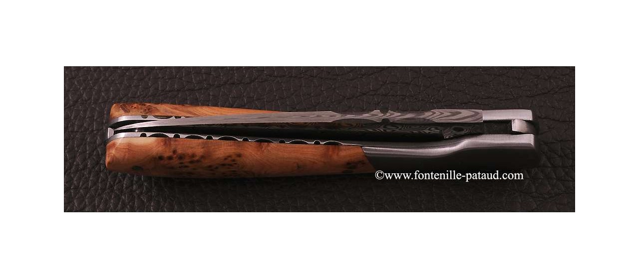 Corsican Pialincu knife Damascus range Juniper