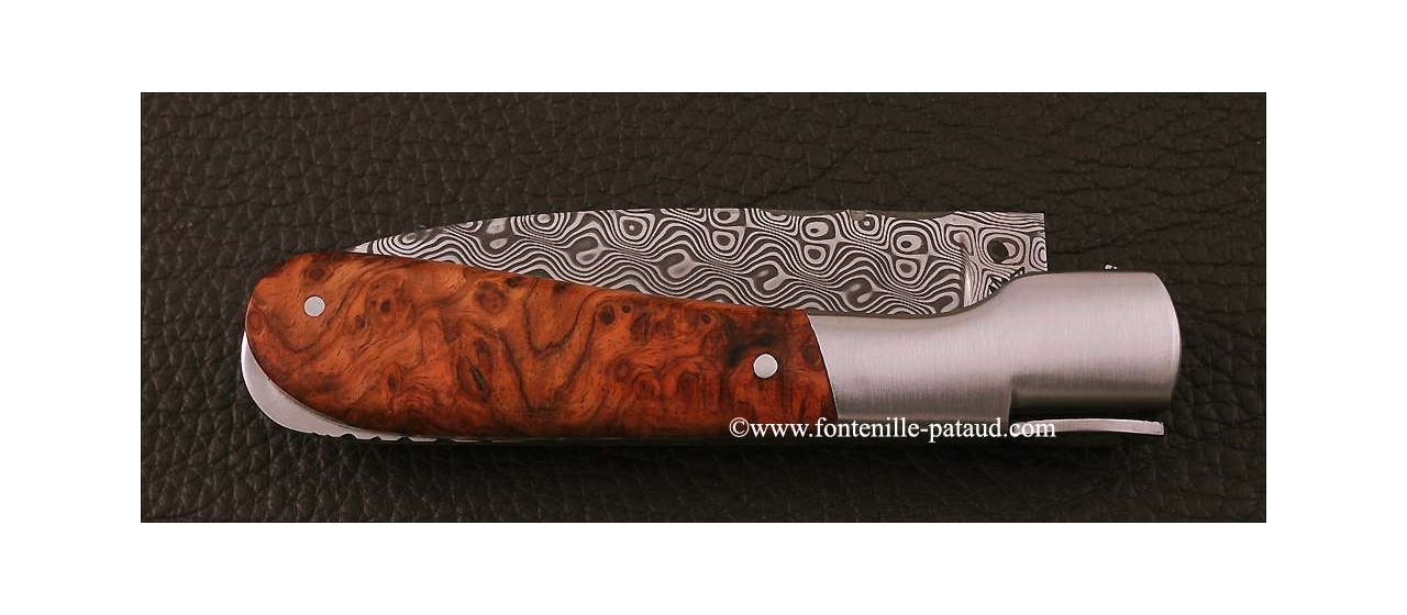 Corsican Pialincu knife Damascus range Stabilized poplar burl