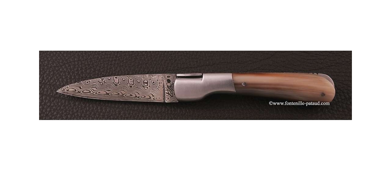 Corsican Pialincu knife Damascus range Real Horn Tip