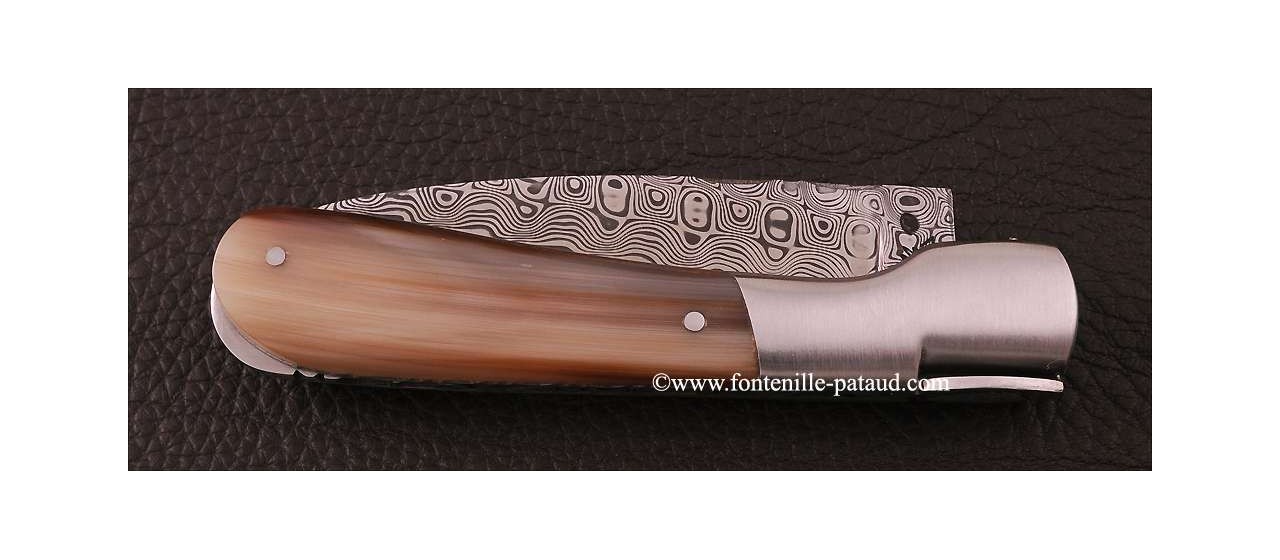 Corsican Pialincu knife Damascus range Real Horn Tip