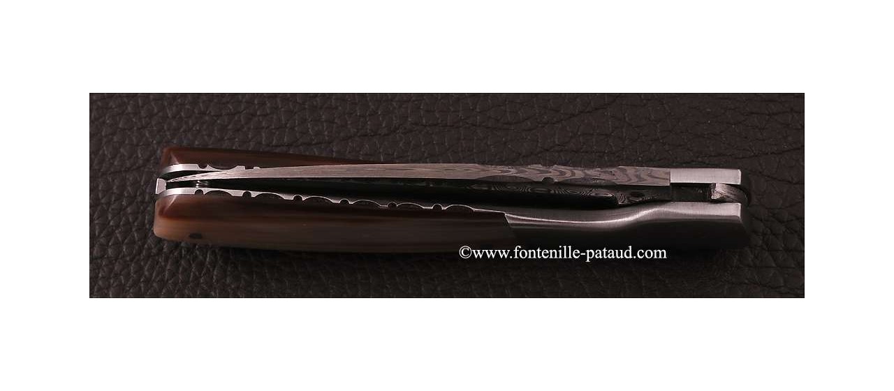 Corsican Pialincu knife Damascus range Real Horn Tip