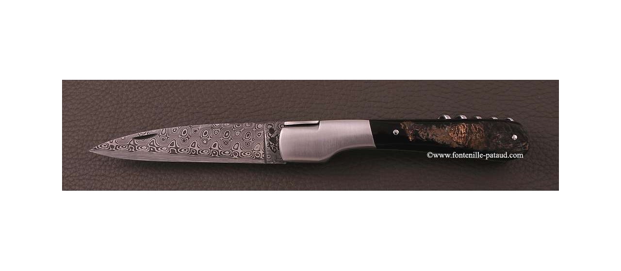 Corsican Vendetta knife Damascus Range with corkscrew Buffalo bark