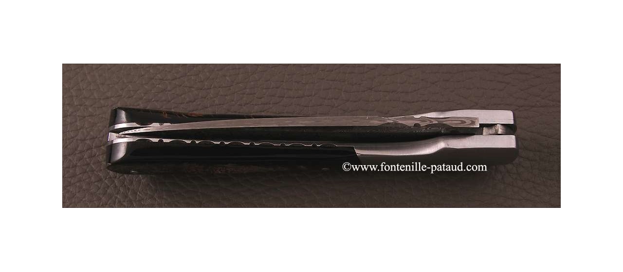 Corsican Vendetta knife Damascus Range with corkscrew Buffalo bark