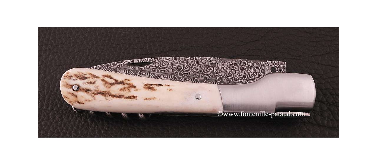 Corsican Vendetta knife Damascus Range with corkscrew Real stag