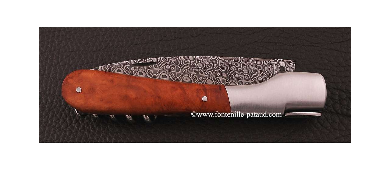 Corsican Vendetta knife Damascus Range with corkscrew Briar