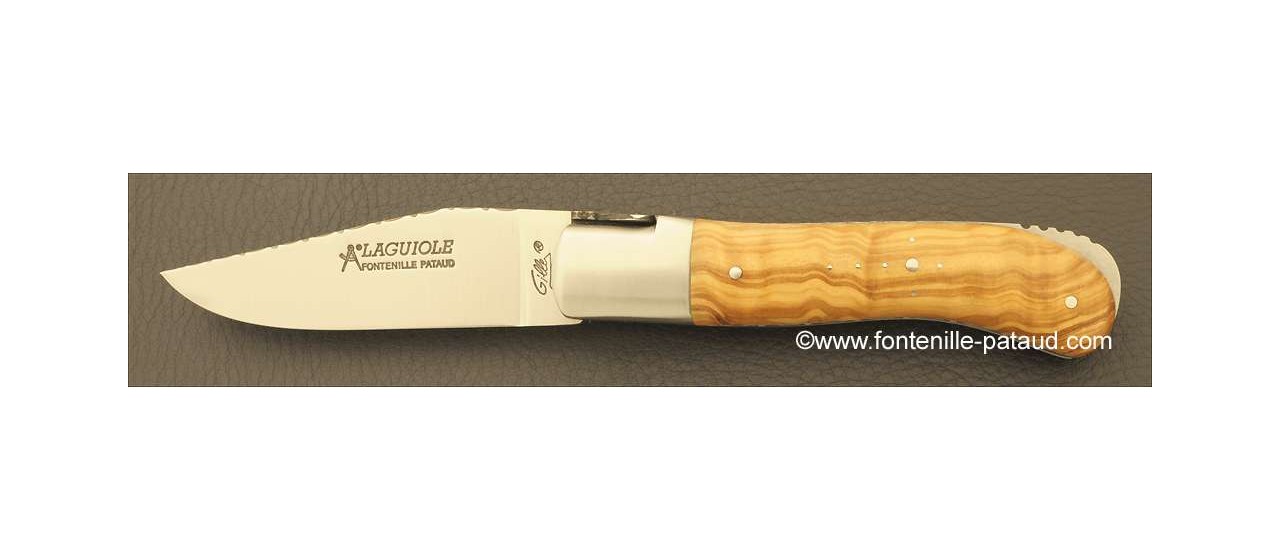 Laguiole Knife Gentleman Guilloche Range Olivewood